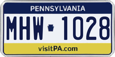 PA license plate MHW1028