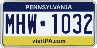 PA license plate MHW1032