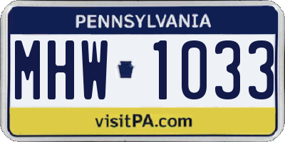 PA license plate MHW1033