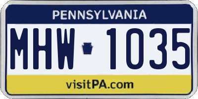PA license plate MHW1035