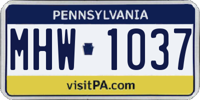 PA license plate MHW1037