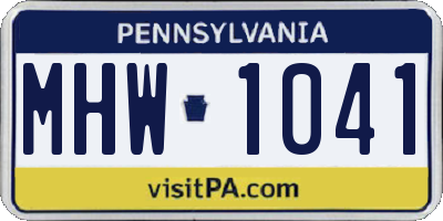 PA license plate MHW1041