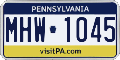 PA license plate MHW1045