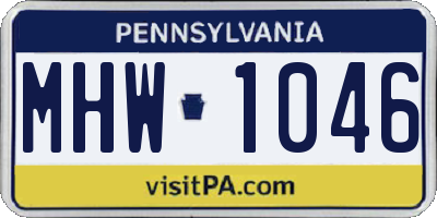 PA license plate MHW1046