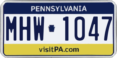 PA license plate MHW1047