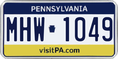 PA license plate MHW1049