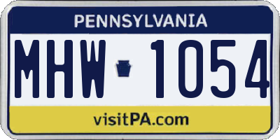 PA license plate MHW1054