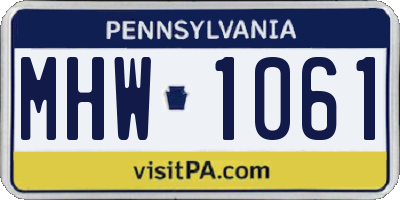 PA license plate MHW1061