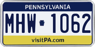 PA license plate MHW1062
