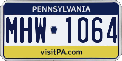 PA license plate MHW1064