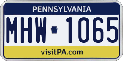 PA license plate MHW1065