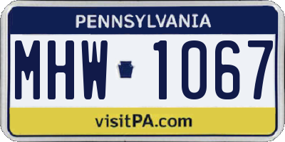 PA license plate MHW1067