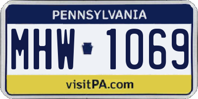 PA license plate MHW1069