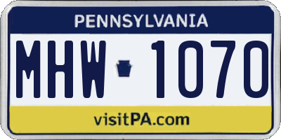 PA license plate MHW1070