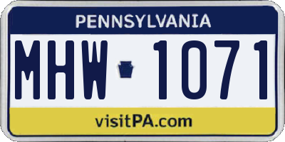 PA license plate MHW1071