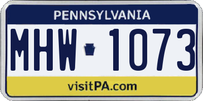 PA license plate MHW1073