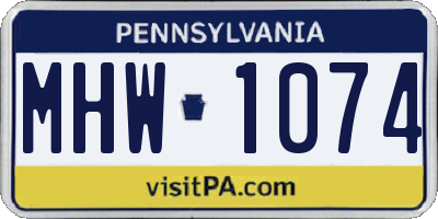 PA license plate MHW1074