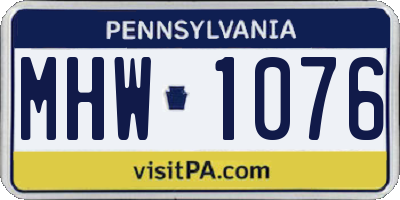PA license plate MHW1076