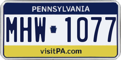 PA license plate MHW1077