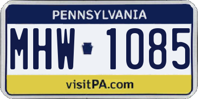 PA license plate MHW1085