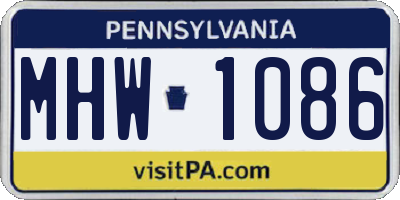 PA license plate MHW1086