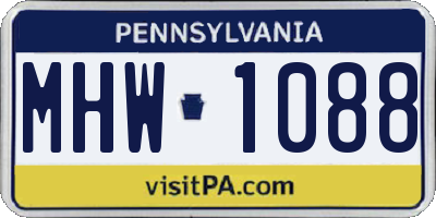 PA license plate MHW1088
