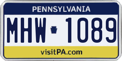 PA license plate MHW1089