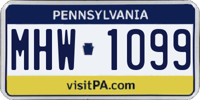 PA license plate MHW1099