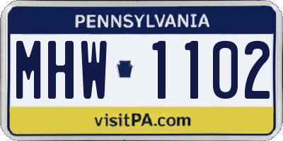 PA license plate MHW1102