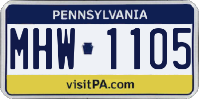PA license plate MHW1105