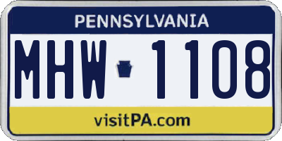 PA license plate MHW1108