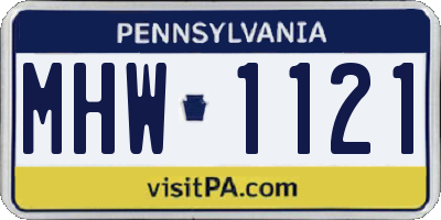 PA license plate MHW1121