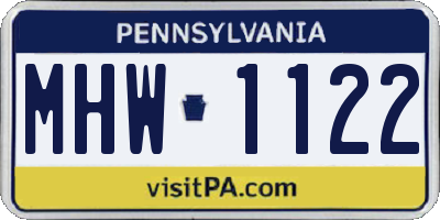 PA license plate MHW1122