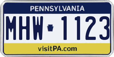 PA license plate MHW1123