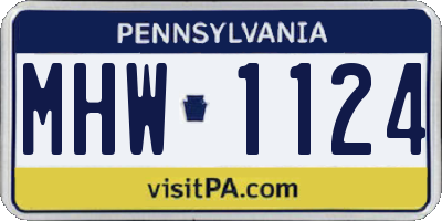 PA license plate MHW1124