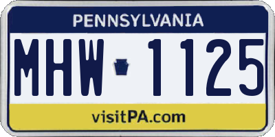 PA license plate MHW1125