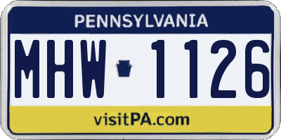 PA license plate MHW1126