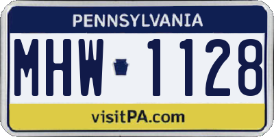 PA license plate MHW1128