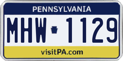 PA license plate MHW1129