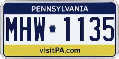 PA license plate MHW1135
