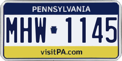 PA license plate MHW1145