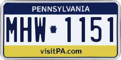 PA license plate MHW1151