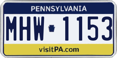 PA license plate MHW1153