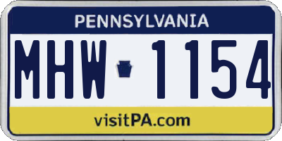 PA license plate MHW1154