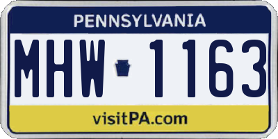 PA license plate MHW1163