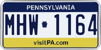 PA license plate MHW1164