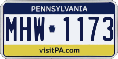 PA license plate MHW1173