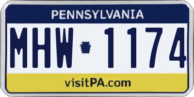 PA license plate MHW1174