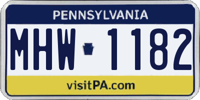 PA license plate MHW1182