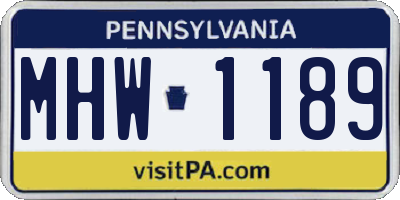 PA license plate MHW1189